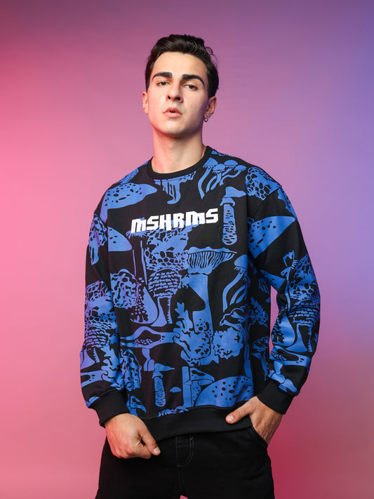 Mushrooms Printed Blue Sweatshirt