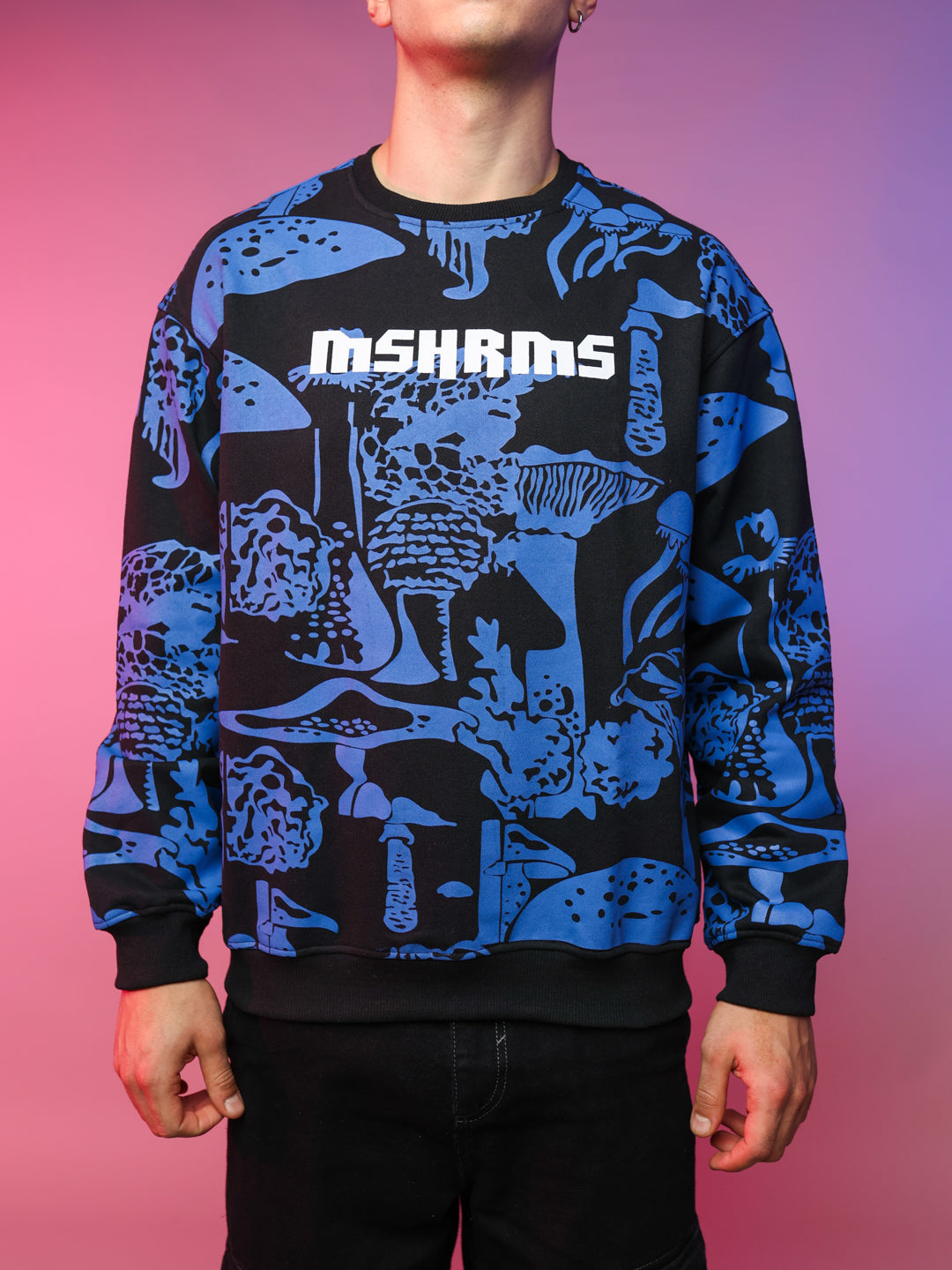 Mushrooms Printed Blue Sweatshirt