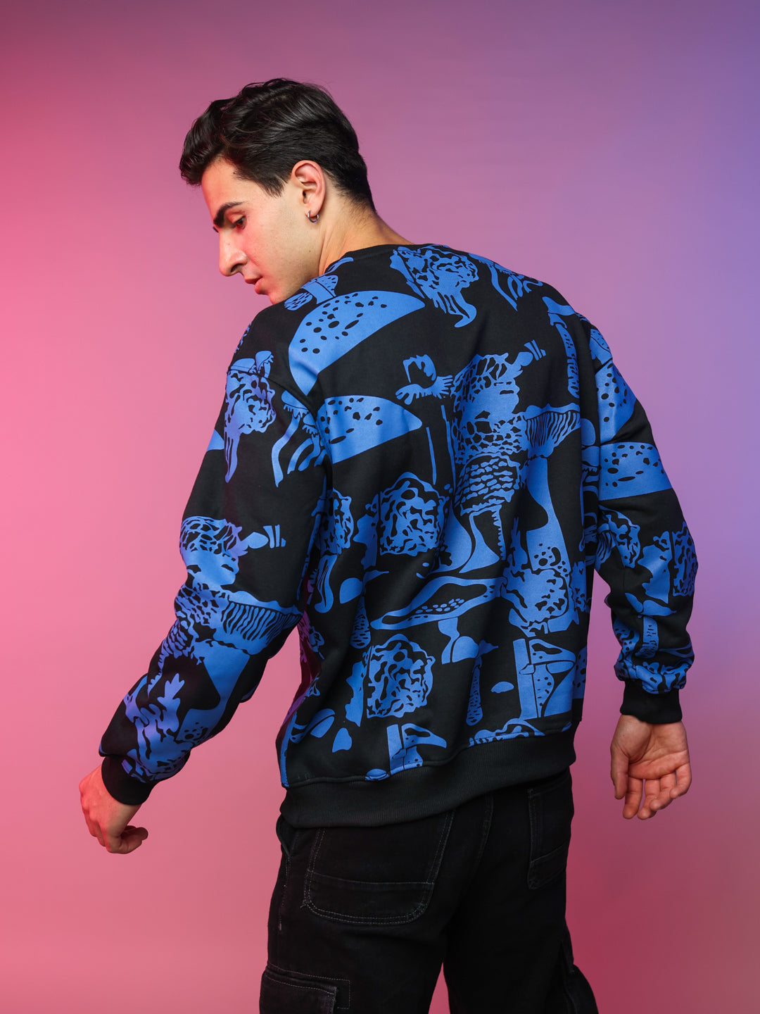 Mushrooms Printed Blue Sweatshirt