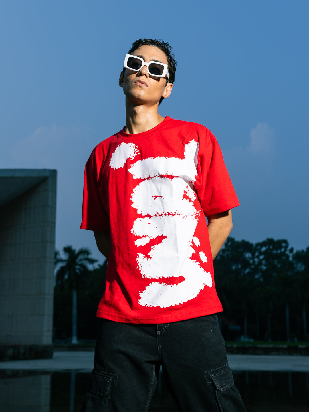 UNRL Red Men's Oversized T-Shirt