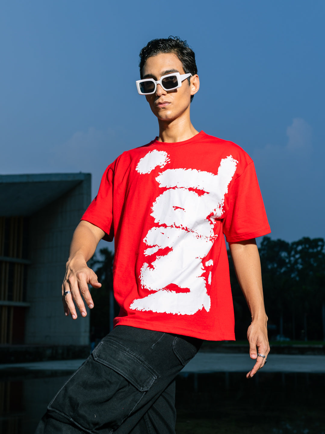 UNRL Red Men's Oversized T-Shirt