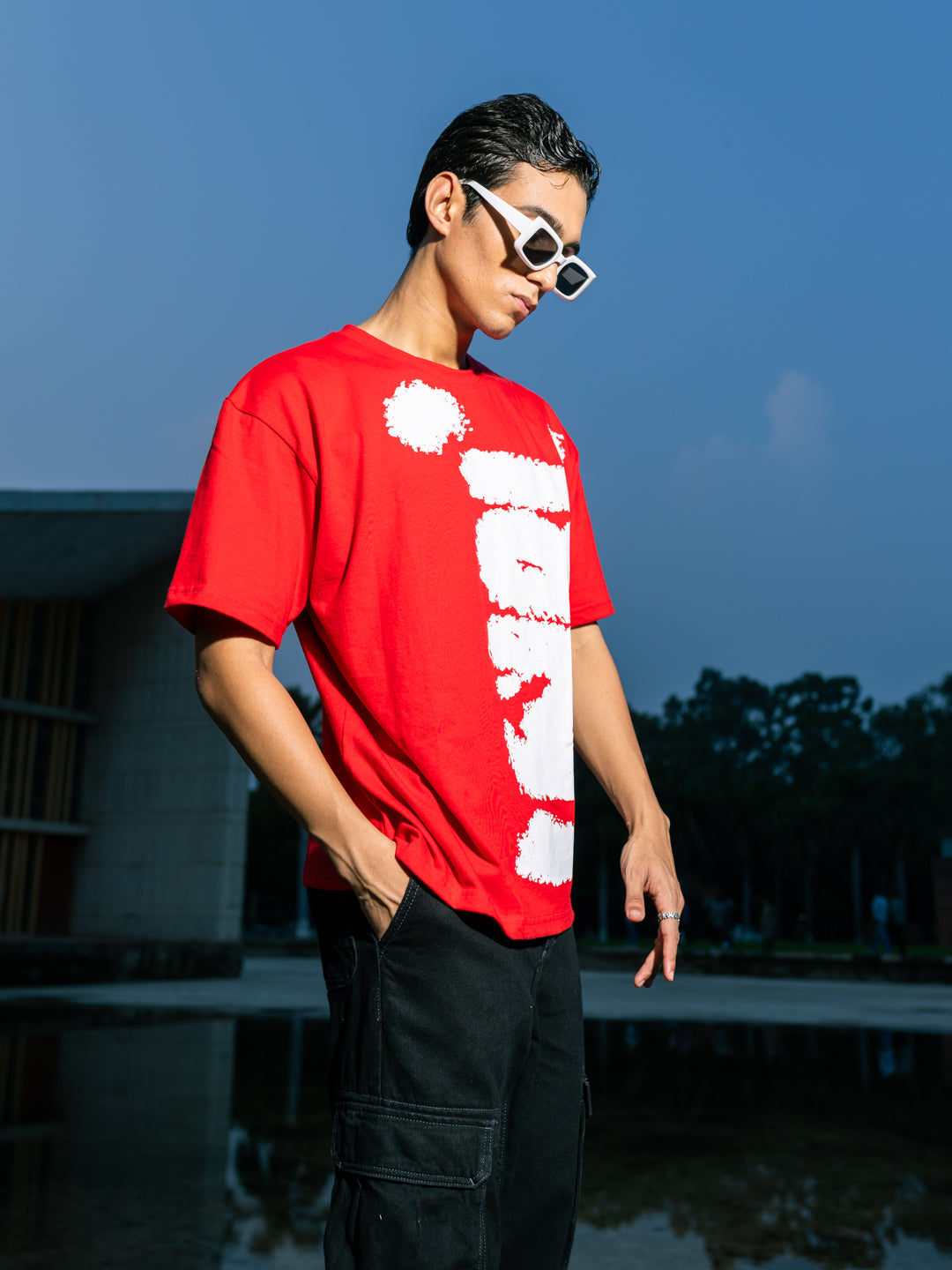 UNRL Red Men's Oversized T-Shirt