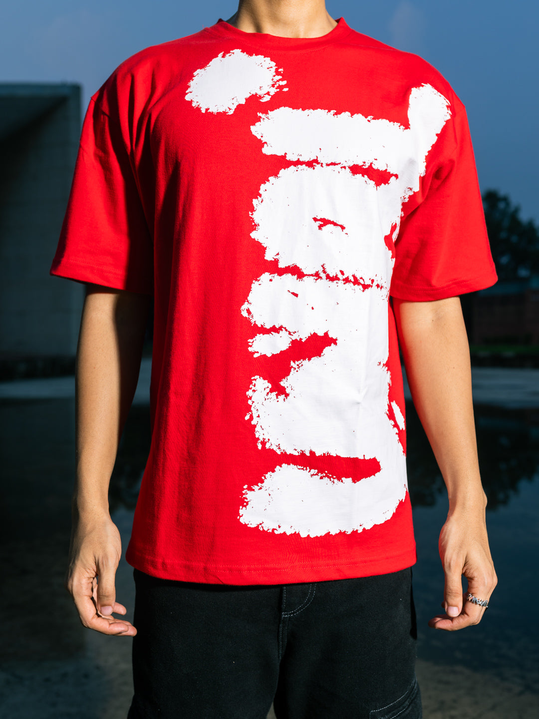 UNRL Red Men's Oversized T-Shirt