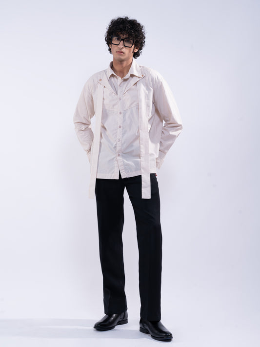 Multicollared Men's Beige Shirt