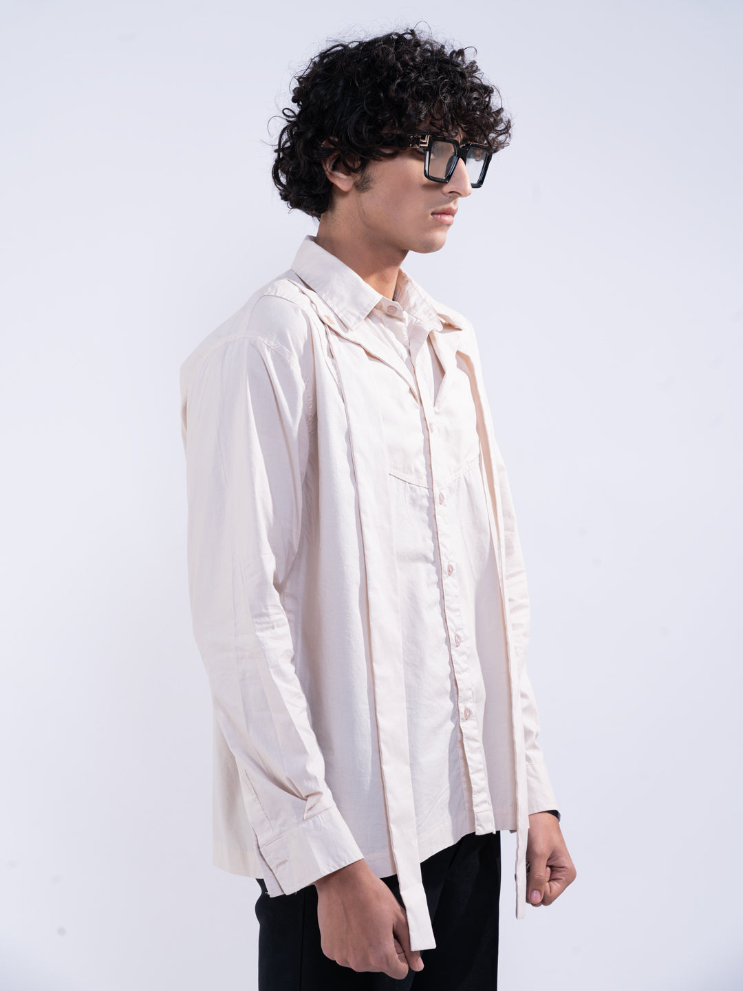 Multicollared Men's Beige Shirt