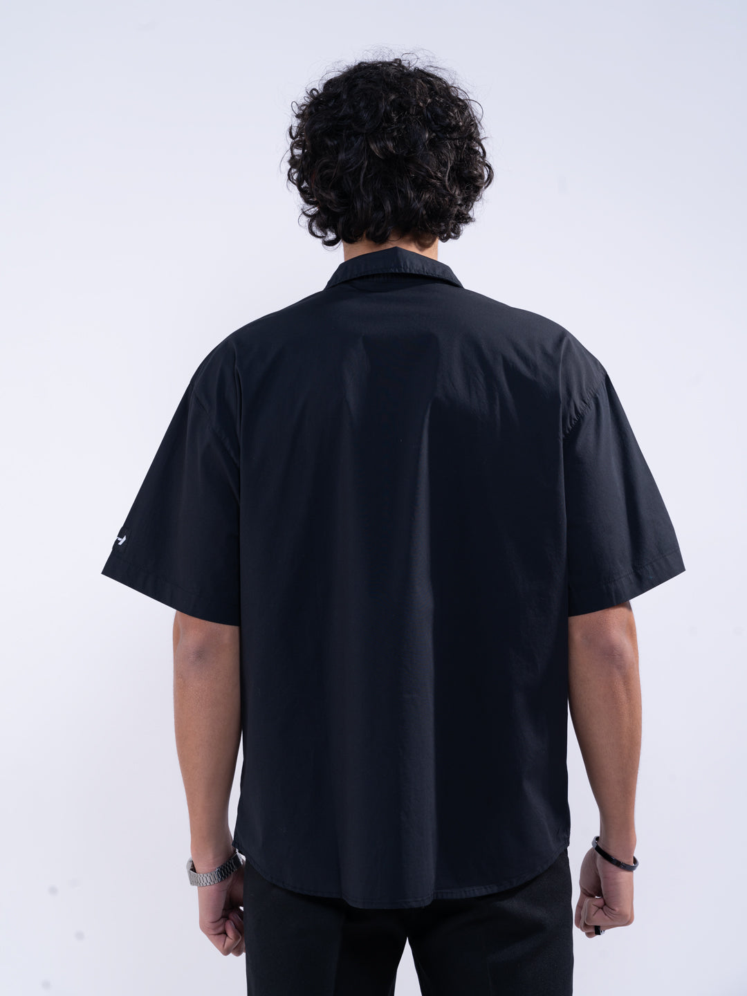 Detailed Panelled Black Shirt