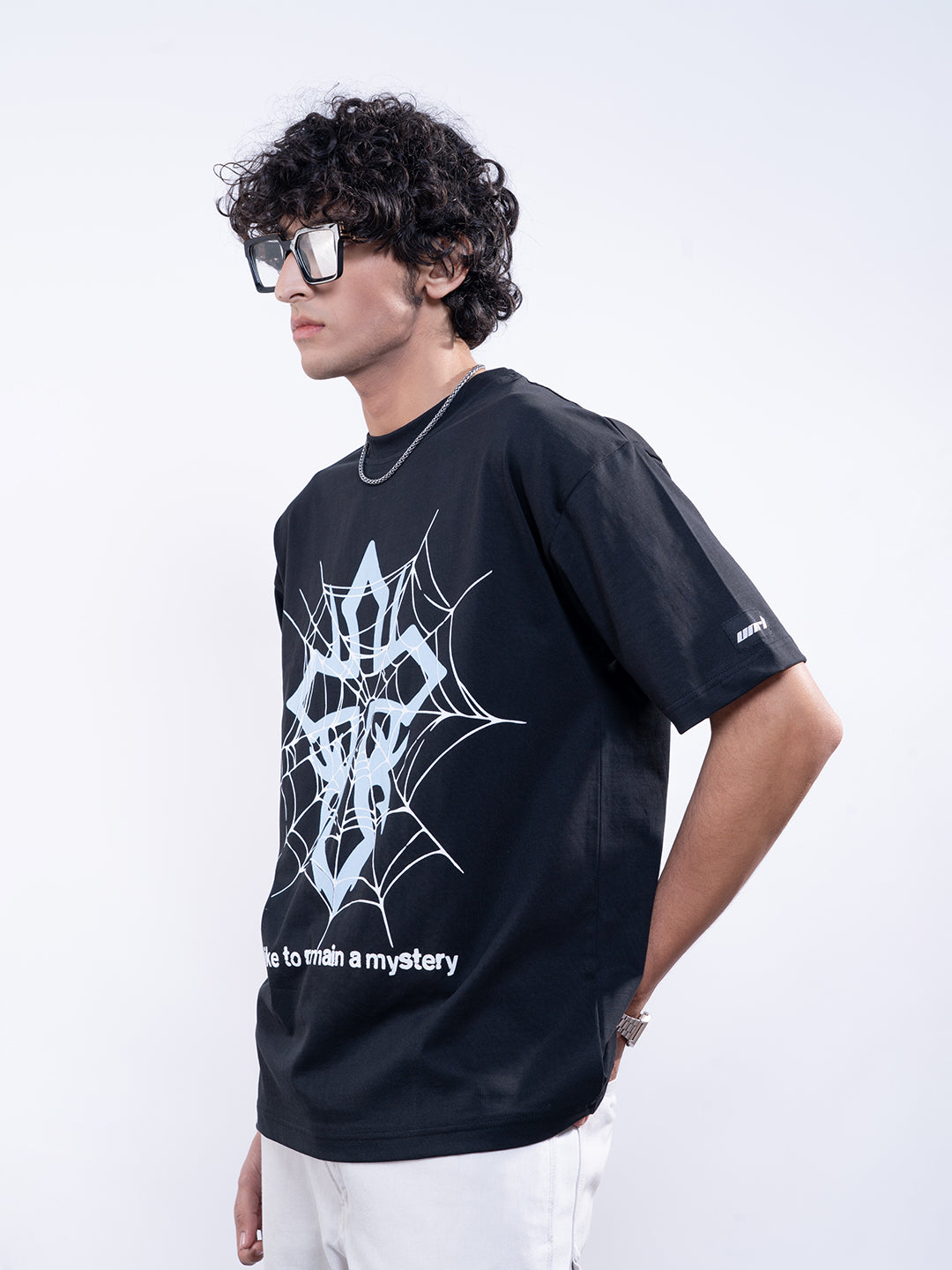 Spider Web Oversized Black T-Shirt