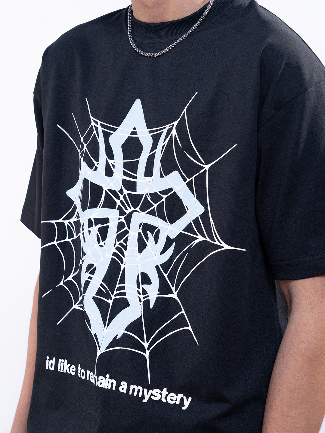 Spider Web Oversized Black T-Shirt