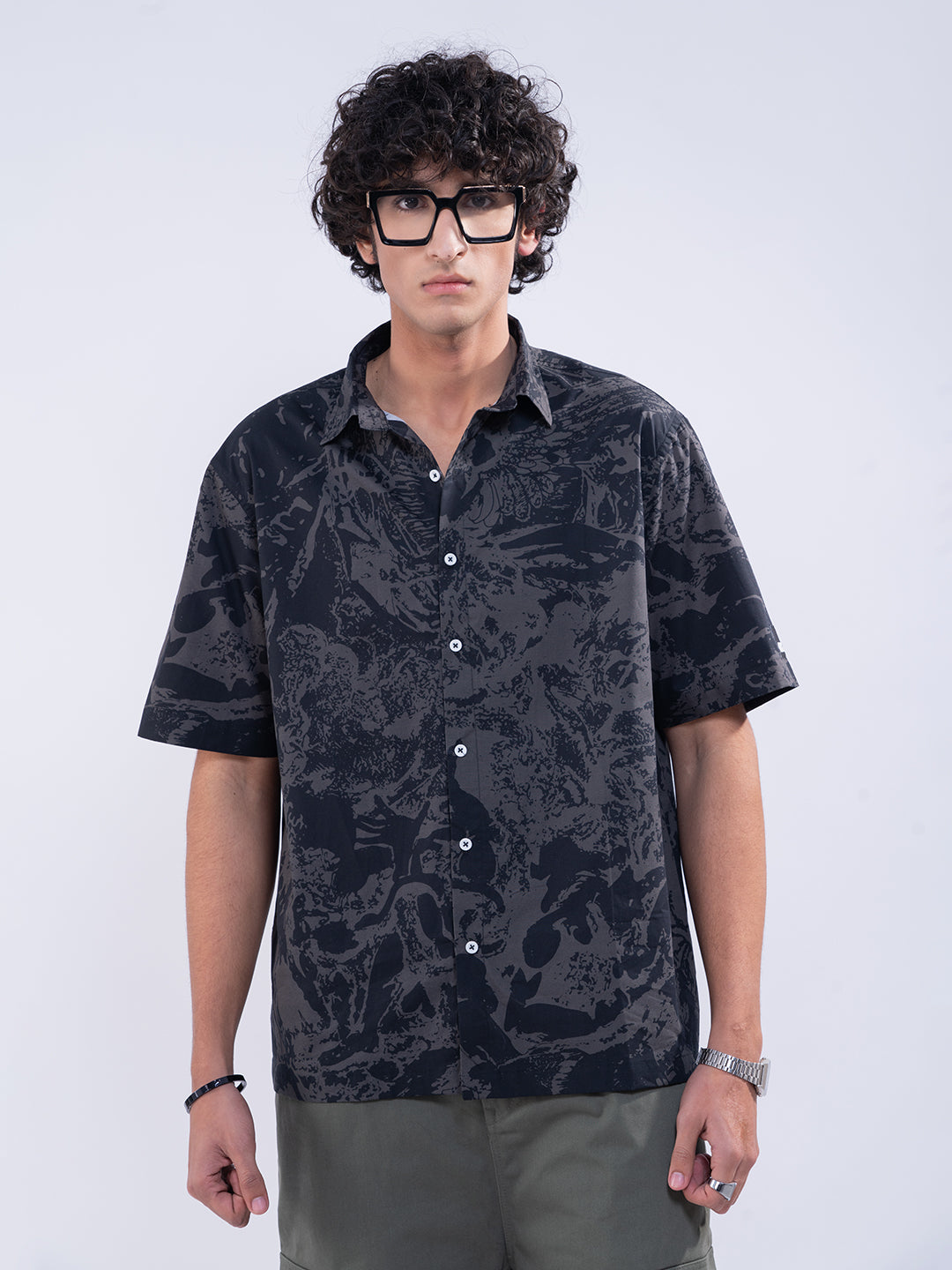 Charcoal Print Men's Regular Shirt