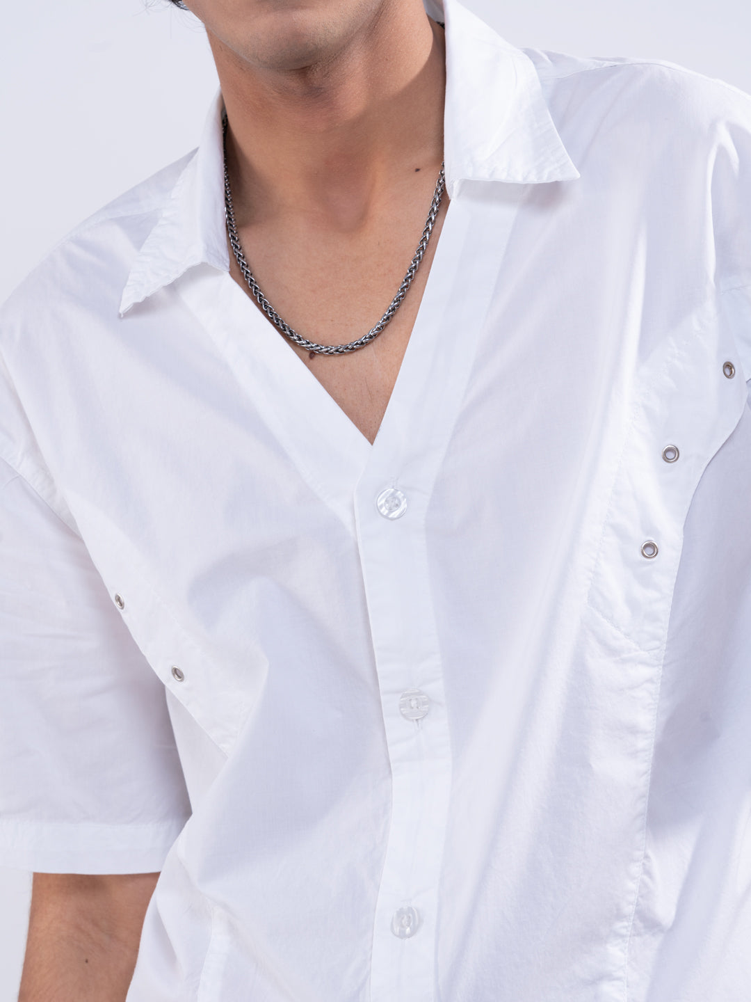 Printed White Panelled Shirt