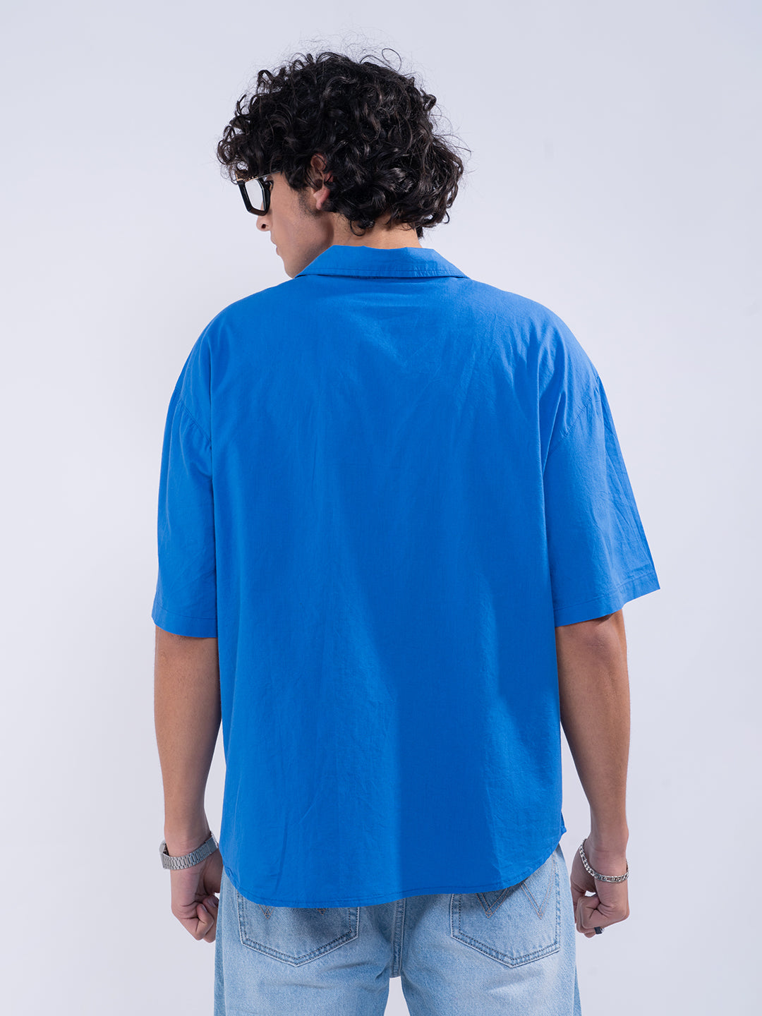 Detailed Panelleted Blue Shirt