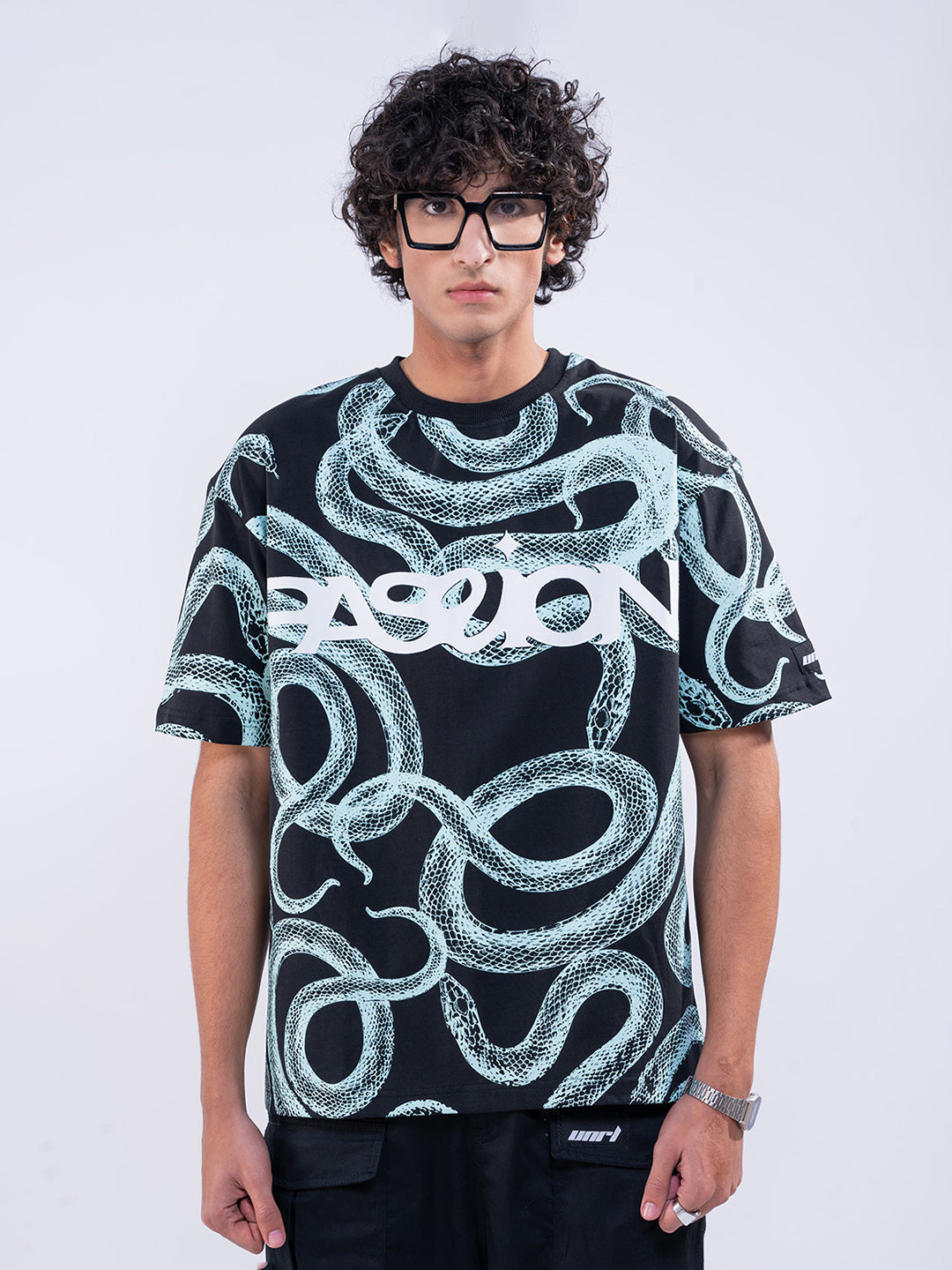 Snake Print Overszied Men's T-Shirt