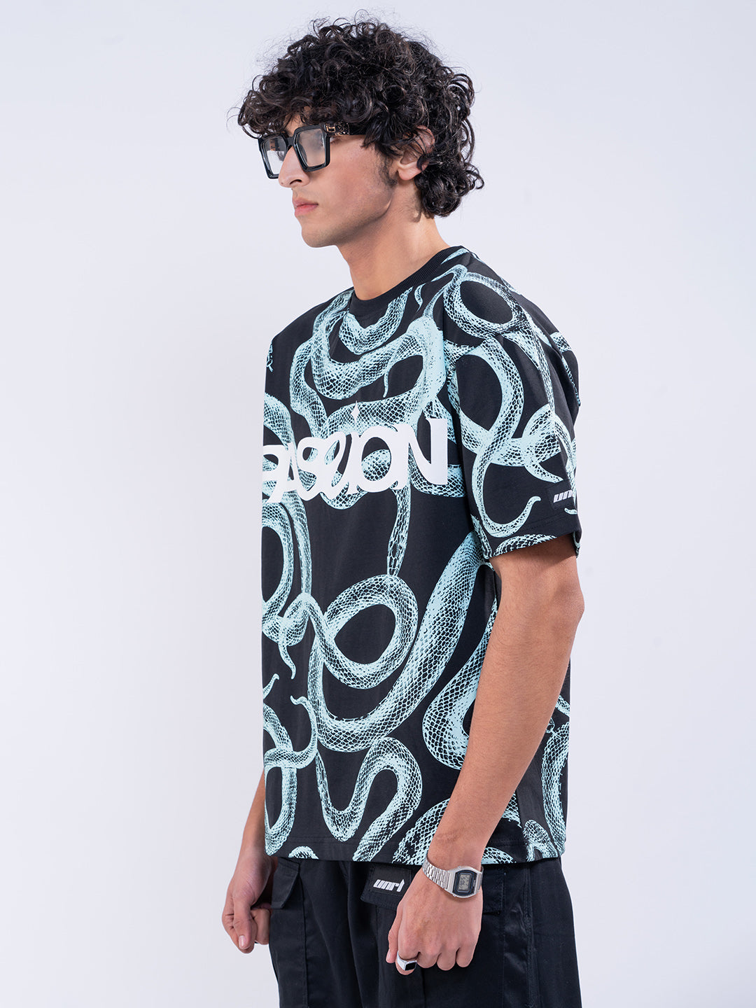 Snake Print Overszied Men's T-Shirt