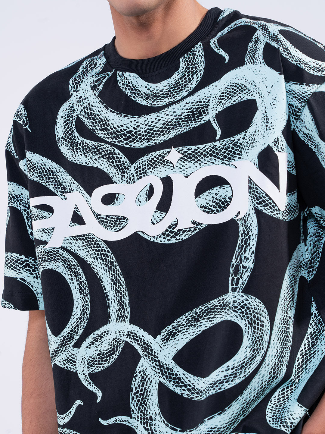 Snake Print Overszied Men's T-Shirt