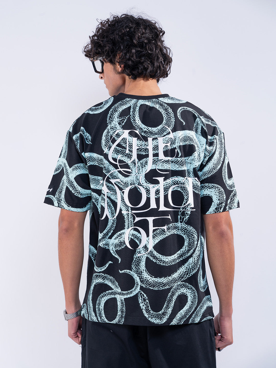 Snake Print Overszied Men's T-Shirt