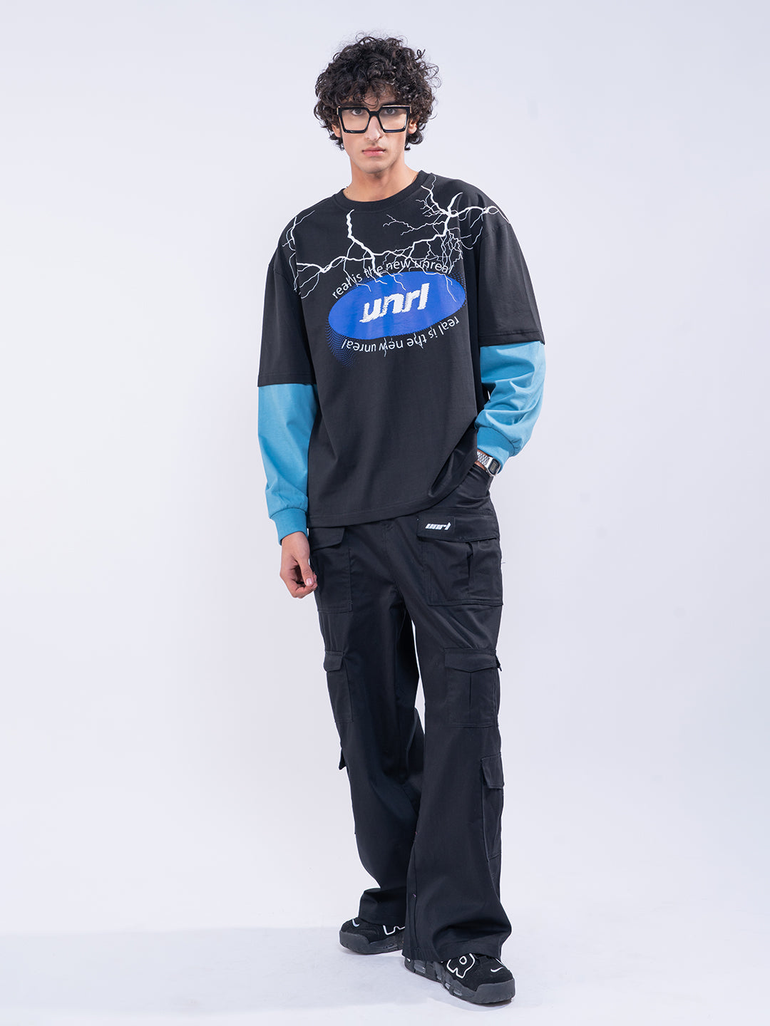 Thunder Printed Oversized T-Shirt with Sleeves