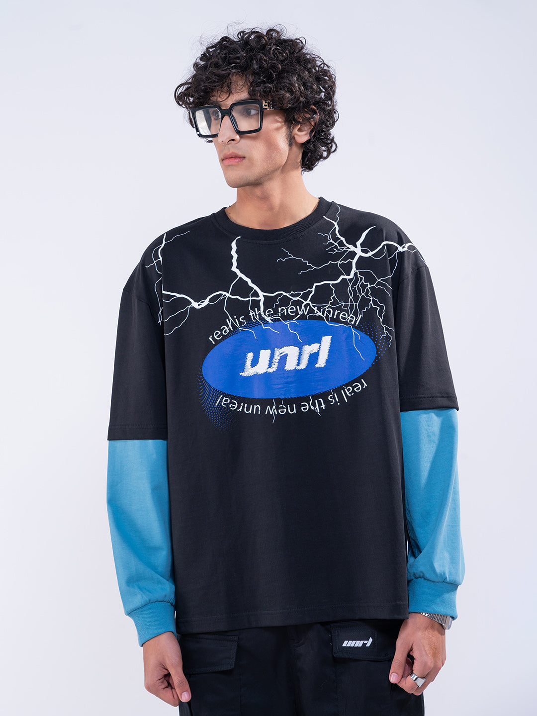 Thunder Printed Oversized T-Shirt with Sleeves