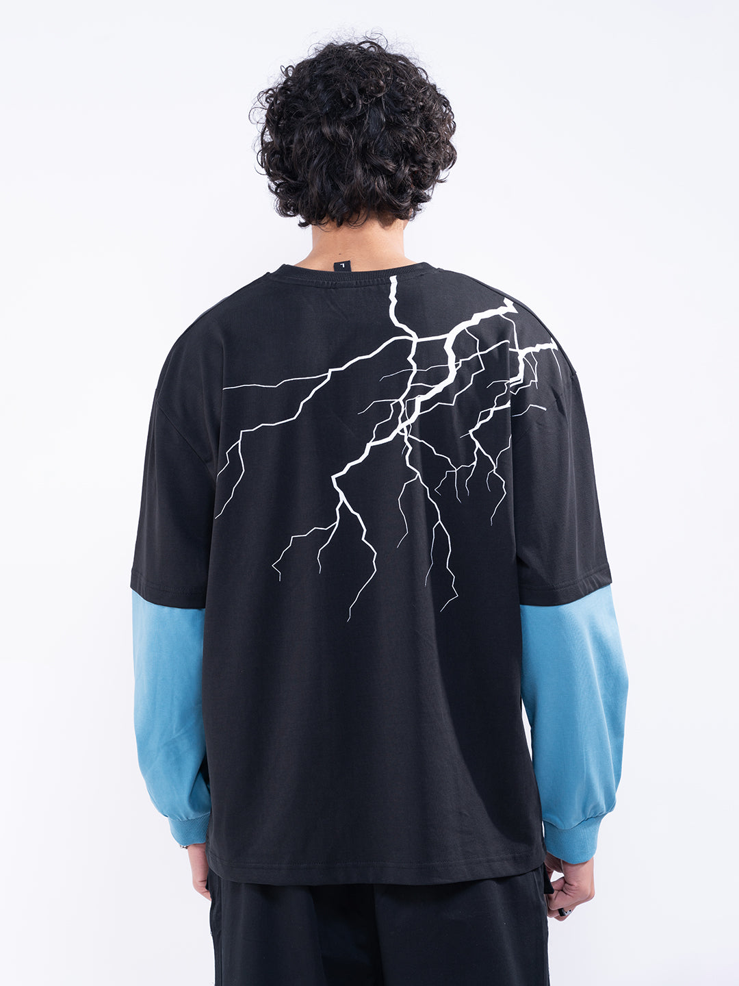 Thunder Printed Oversized T-Shirt with Sleeves