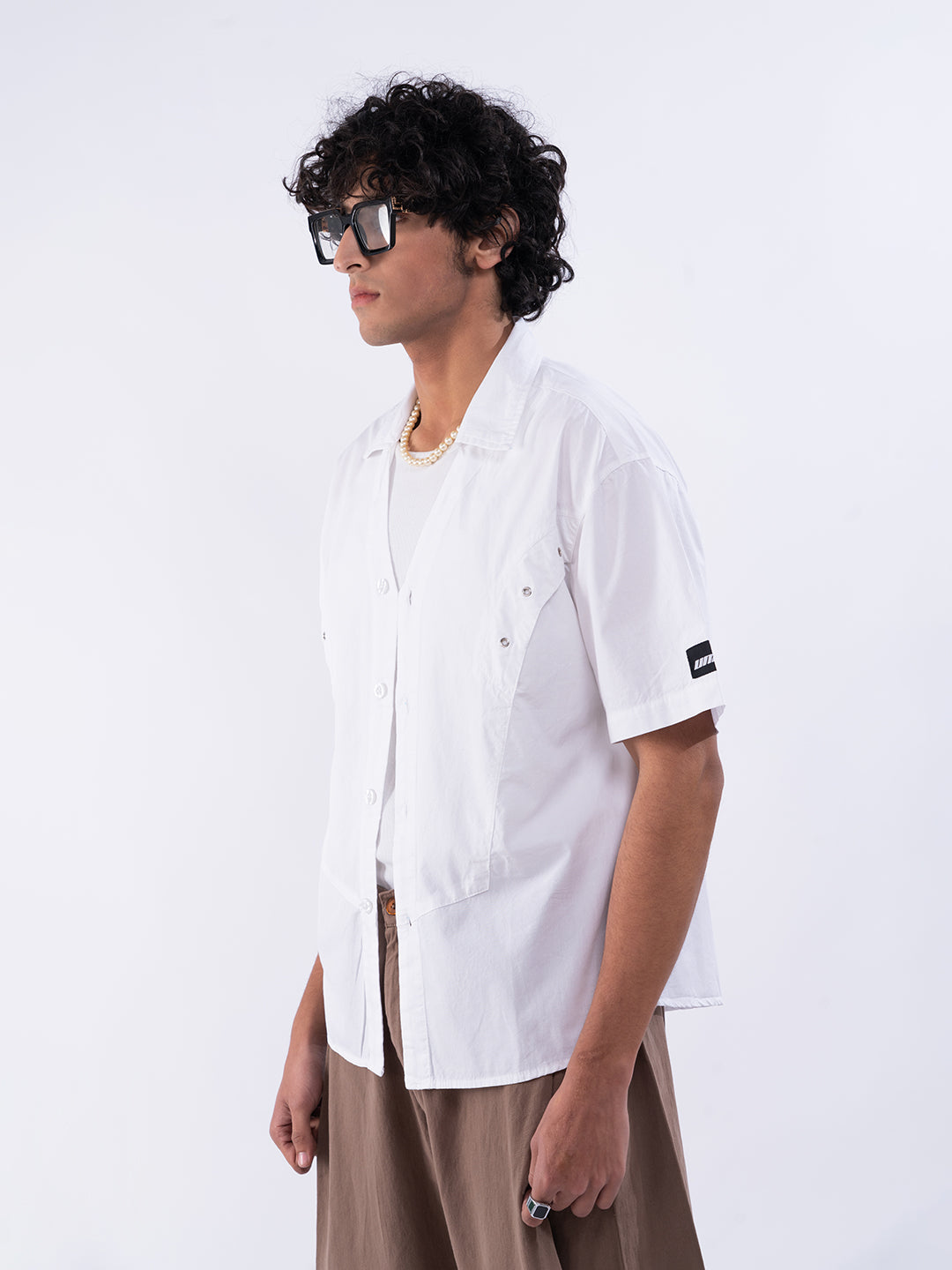 Detailed Panelled White Shirt