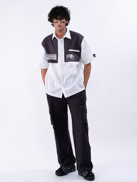 Racer Car Men's Panelled White Shirt