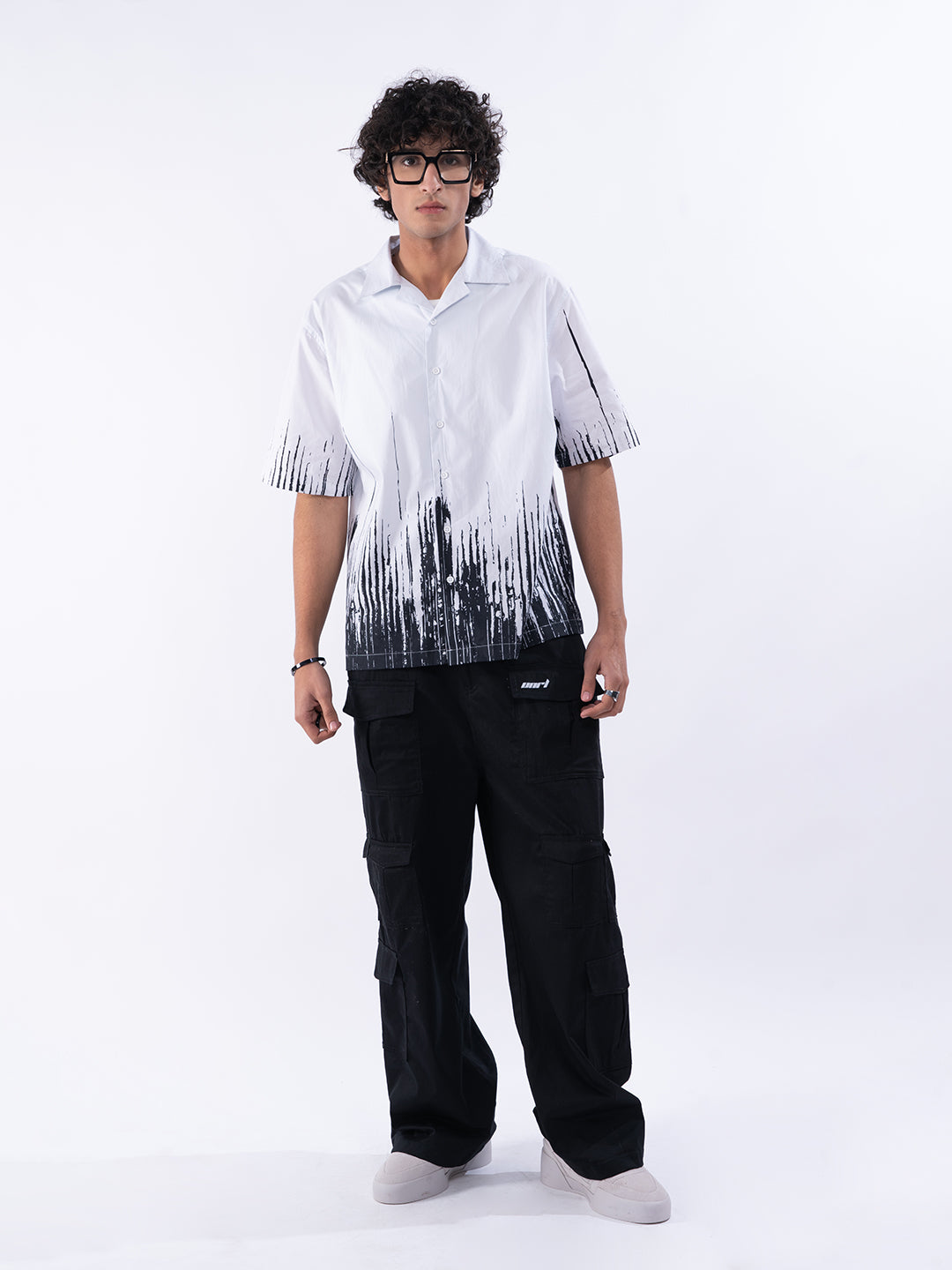 Glitch Wave Men's White Shirt