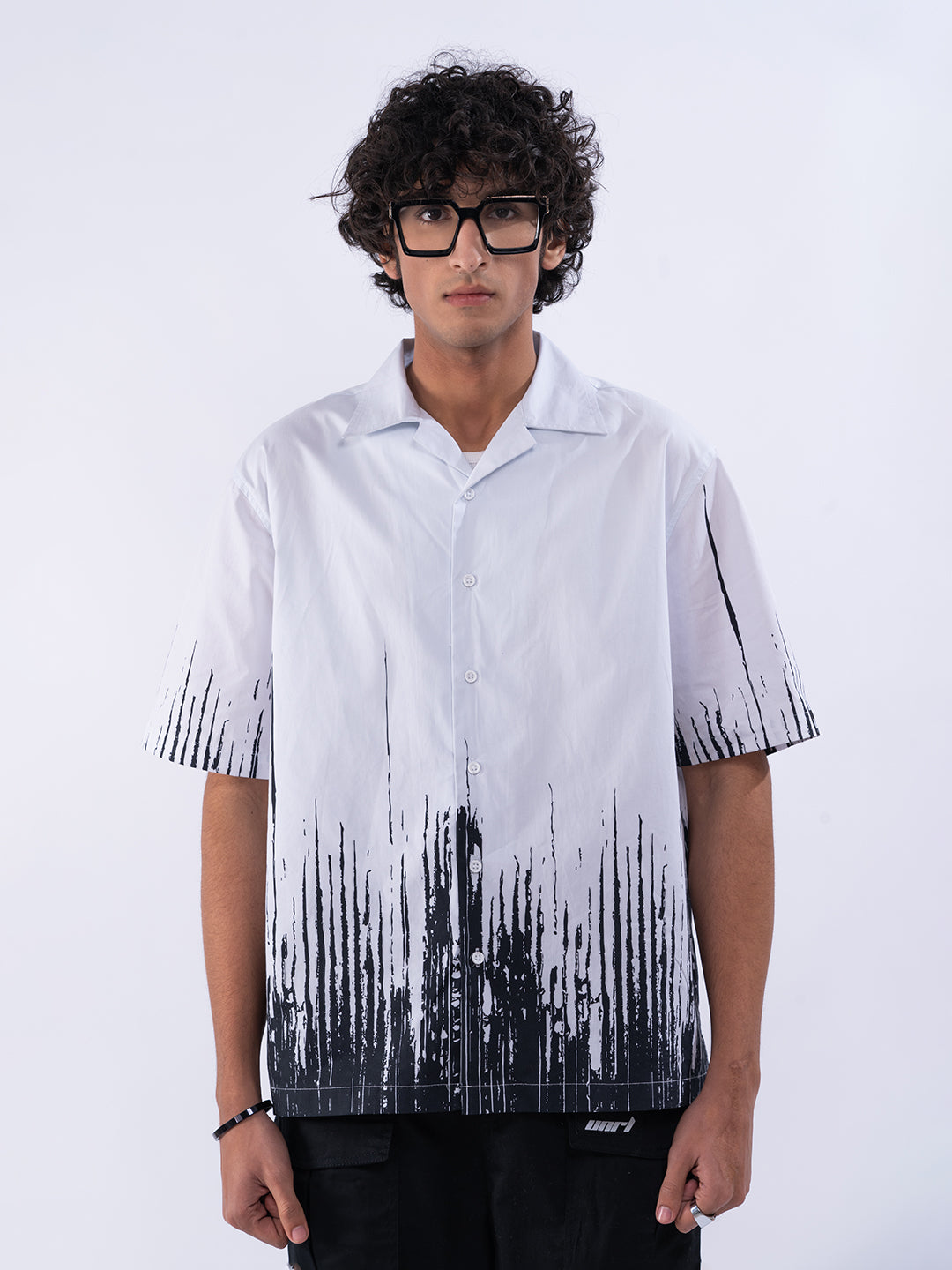 Glitch Wave Men's White Shirt