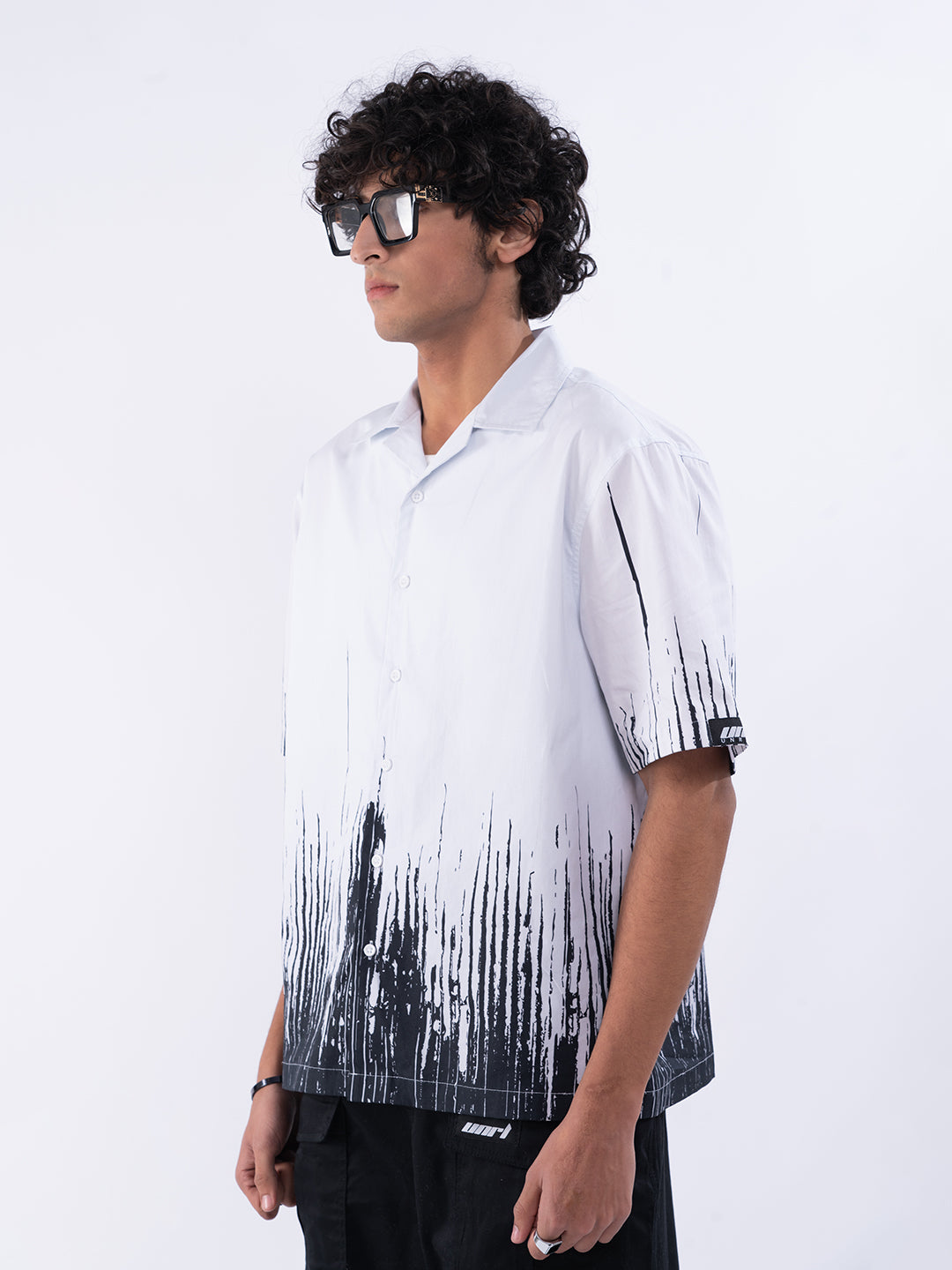 Glitch Wave Men's White Shirt