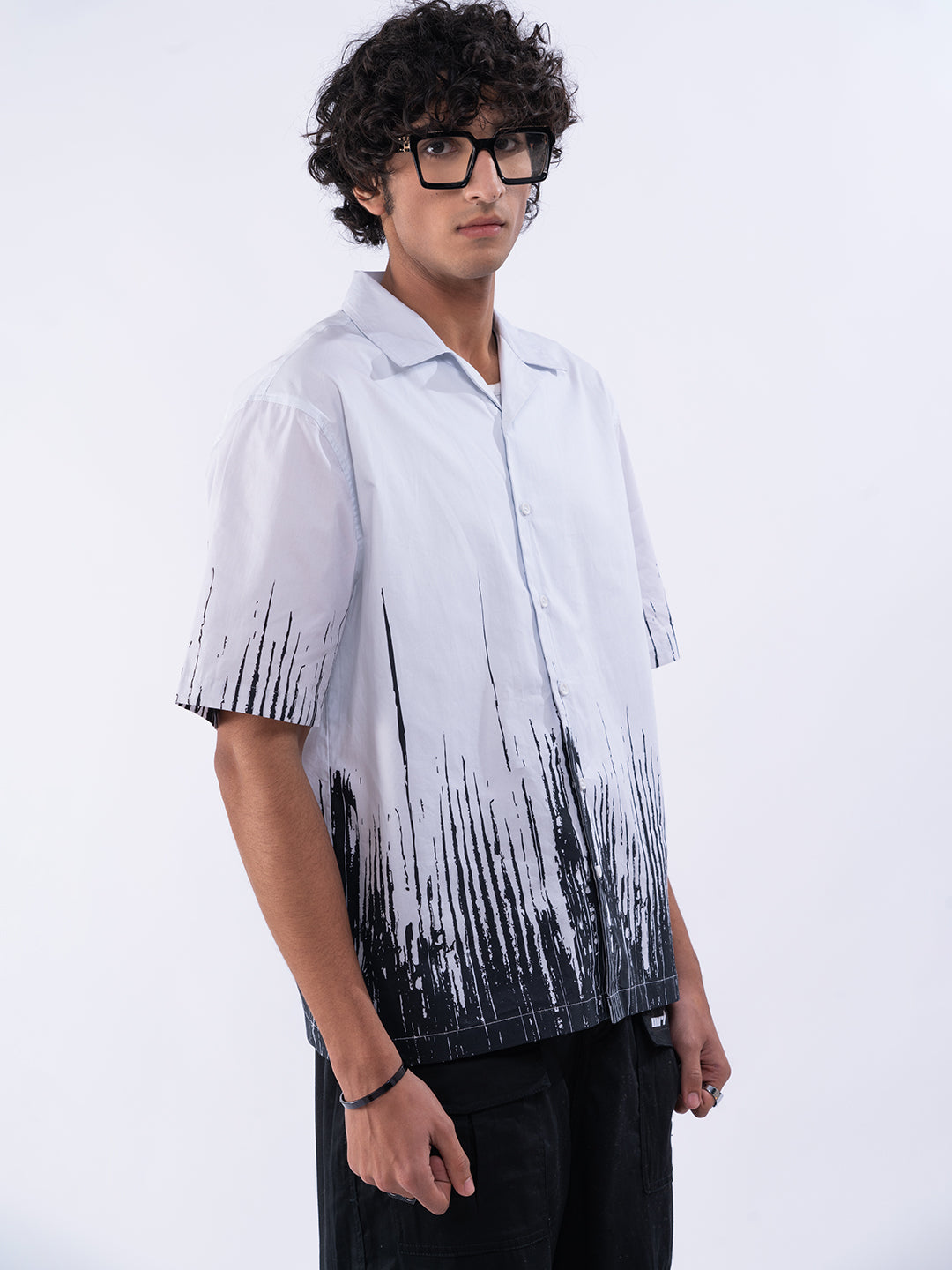 Glitch Wave Men's White Shirt