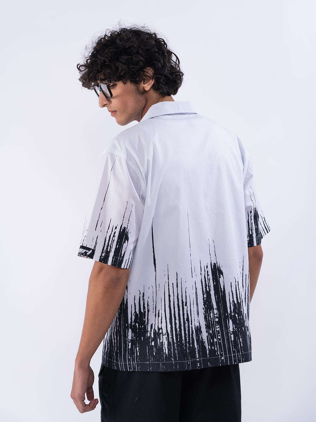 Glitch Wave Men's White Shirt