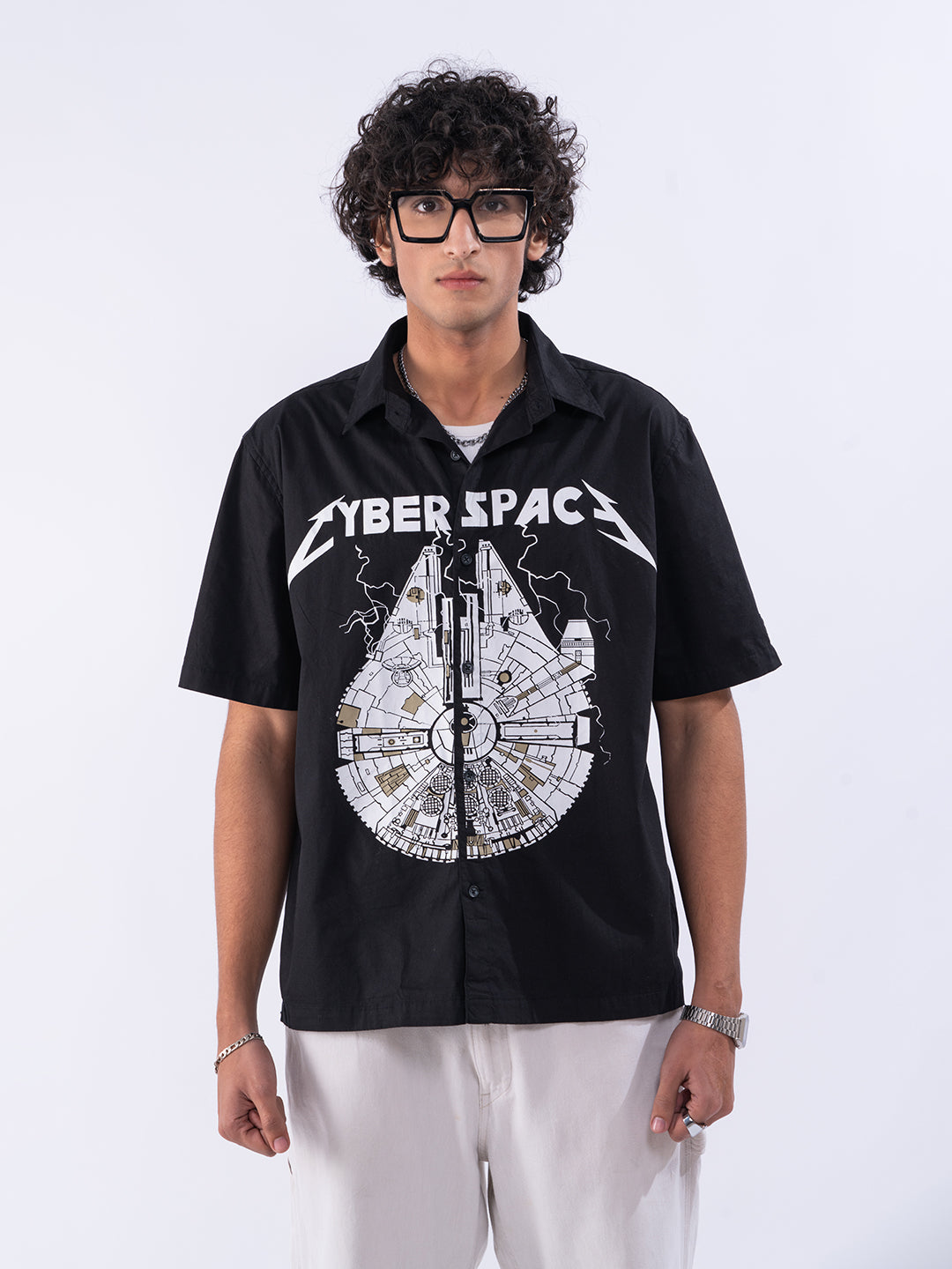 Digital Space Men's Black Shirt