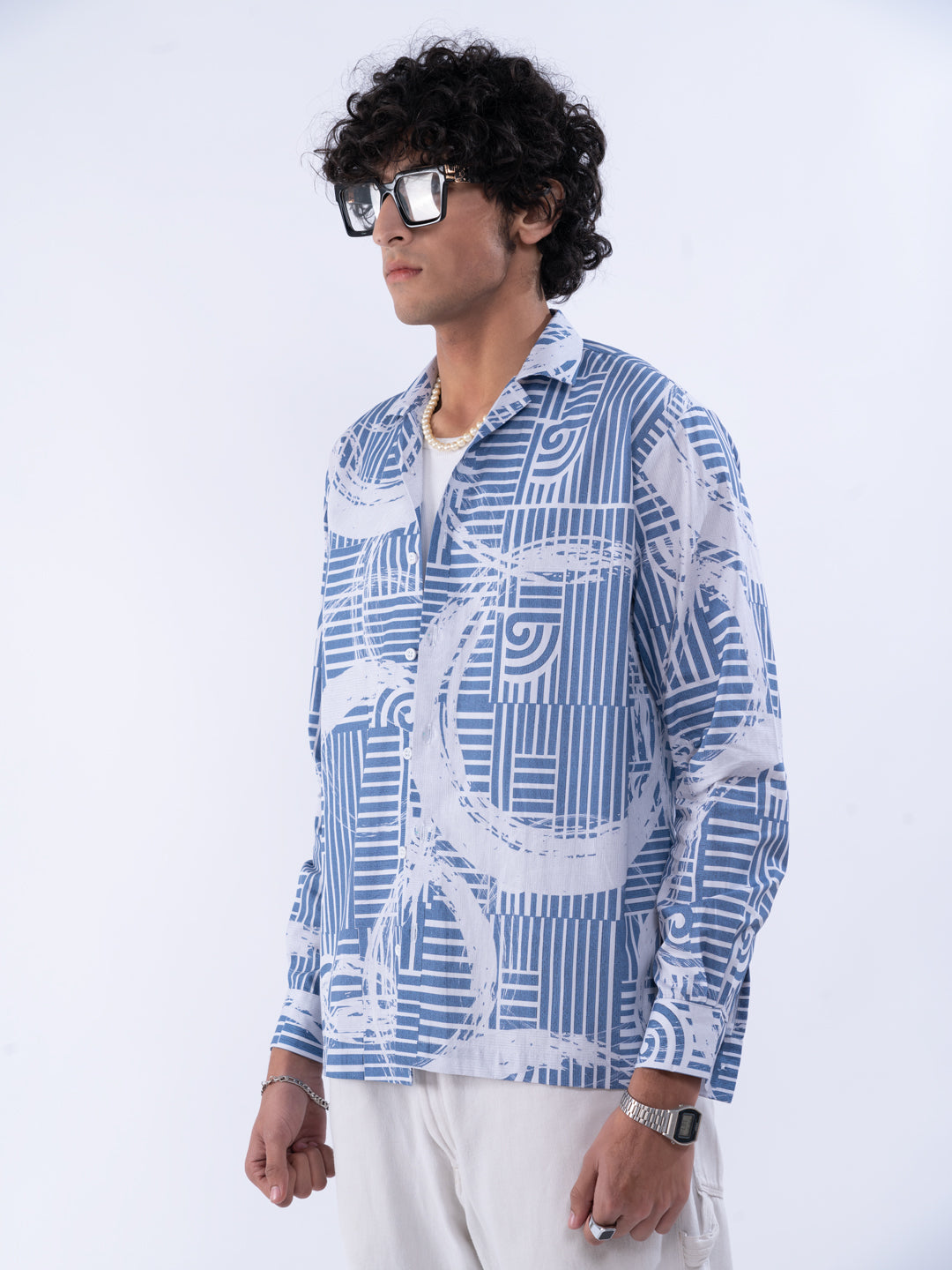 Aztec Print Cream Men's Shirt