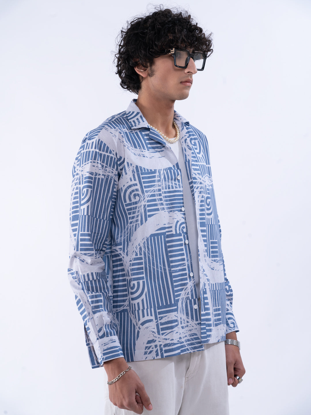 Aztec Print Cream Men's Shirt