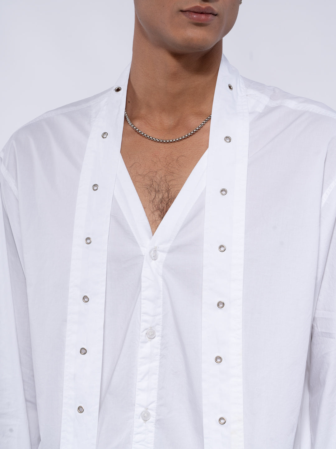 Scarf Detailed Men's White Shirt