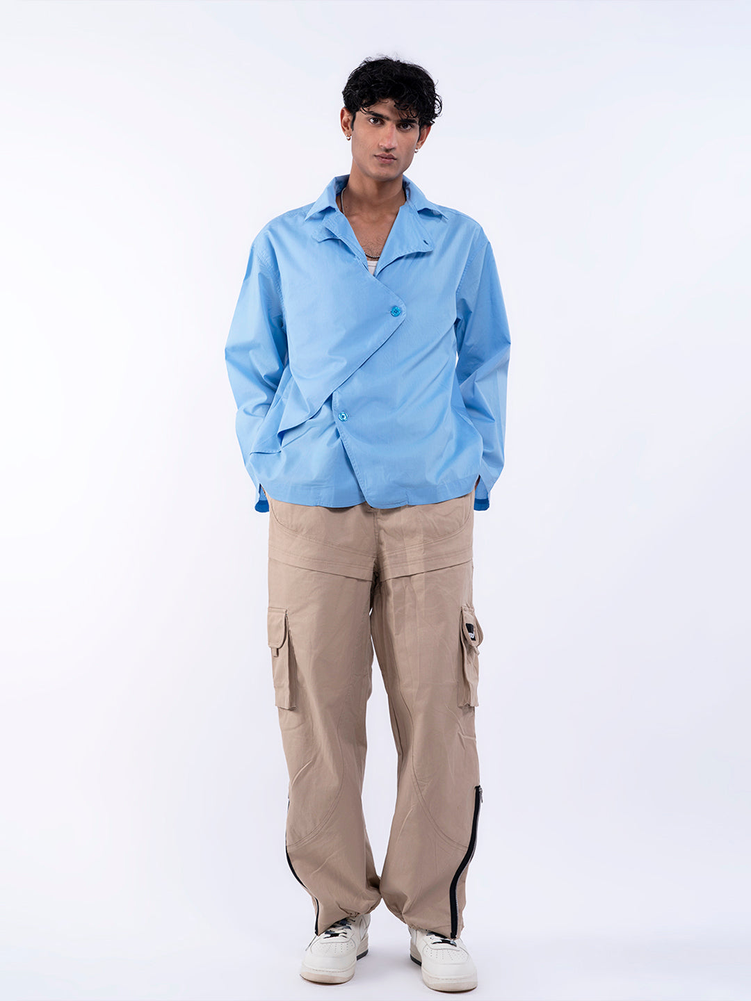 Blue Full Sleeve Panelled Shirt