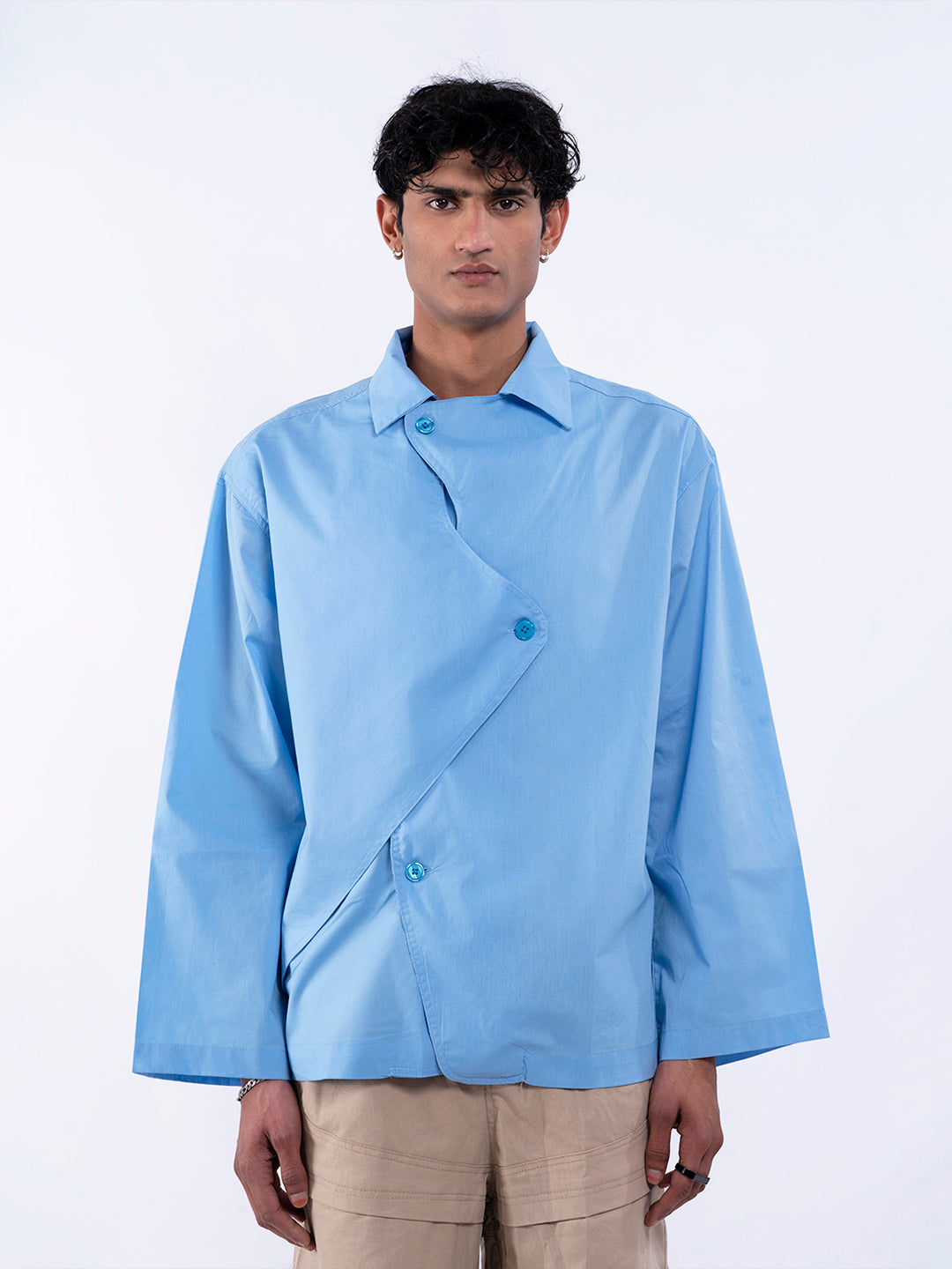 Blue Full Sleeve Panelled Shirt