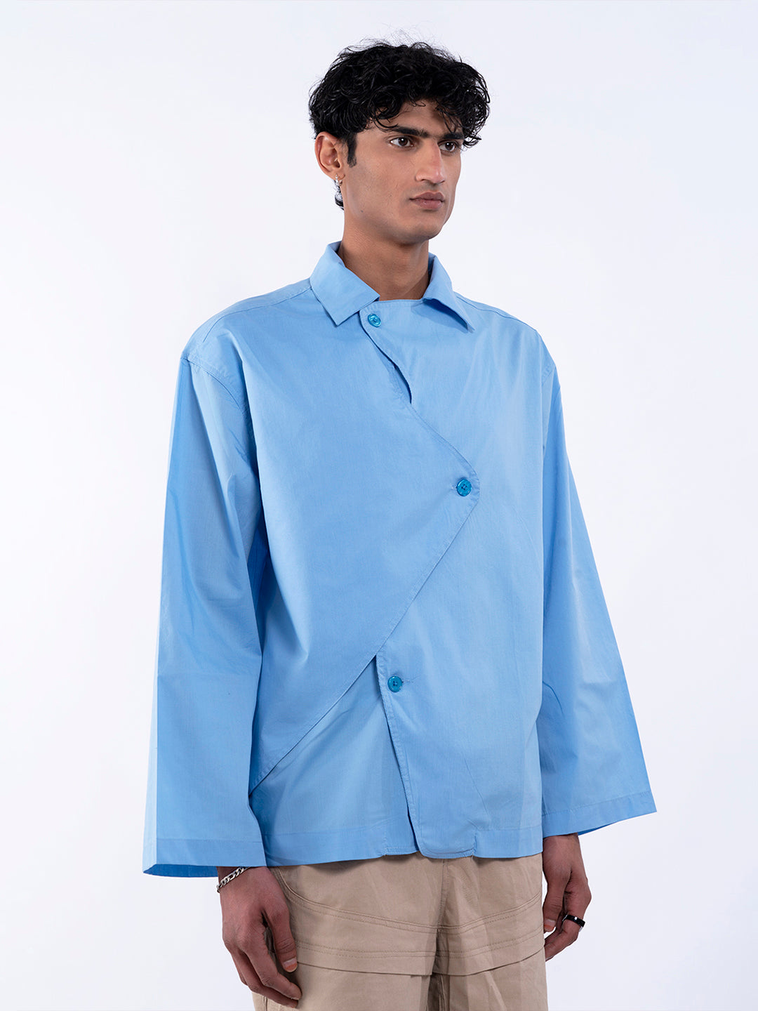 Blue Full Sleeve Panelled Shirt