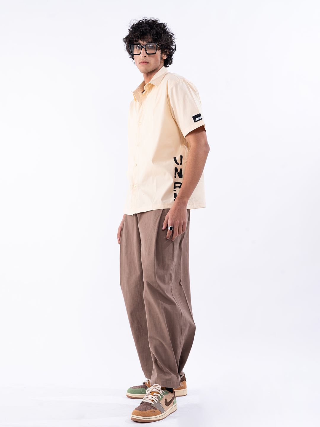 Regular Men's Cotton Shirt in Beige