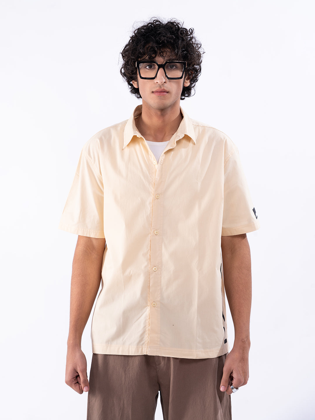 Regular Men's Cotton Shirt in Beige