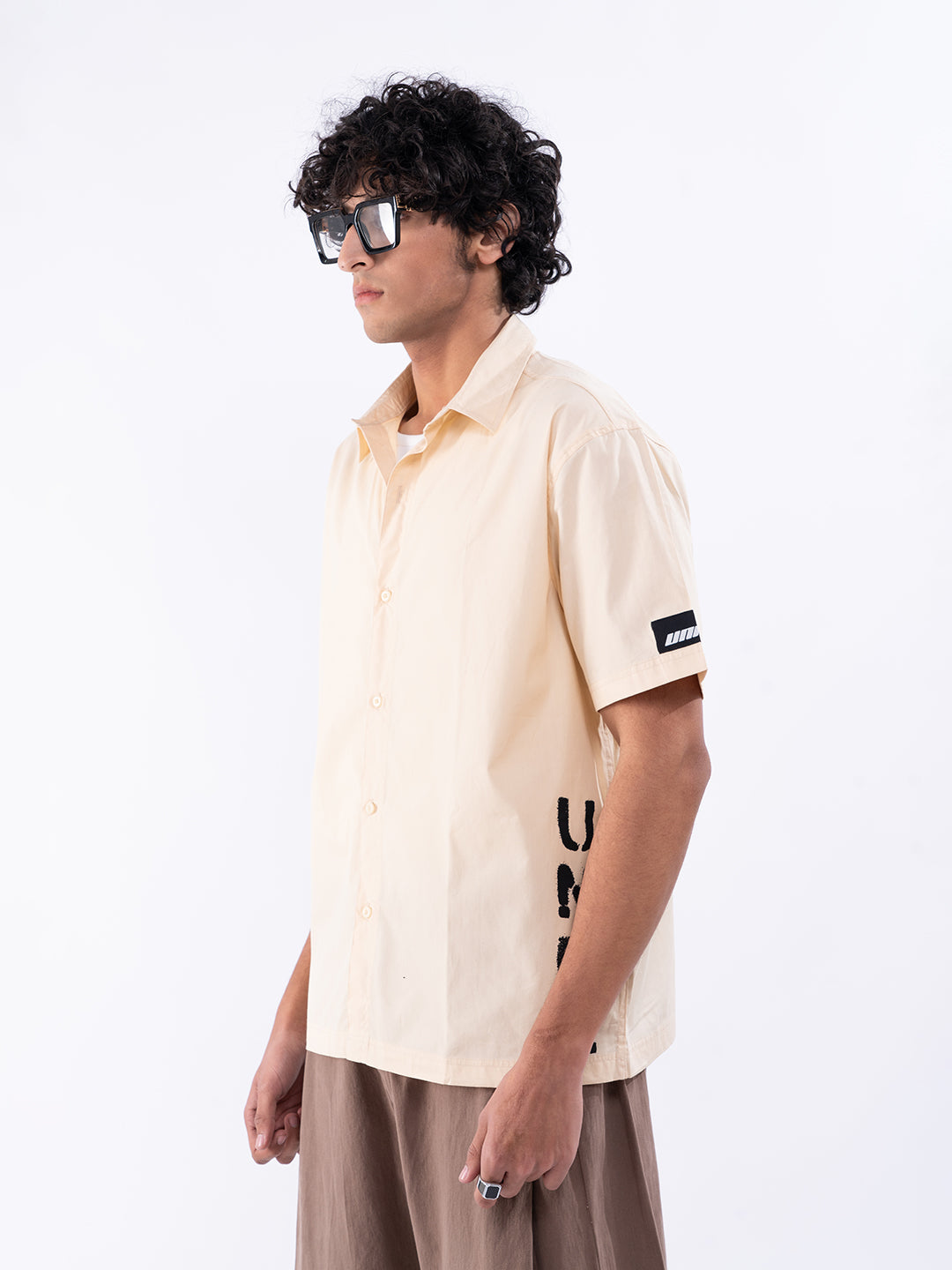 Regular Men's Cotton Shirt in Beige