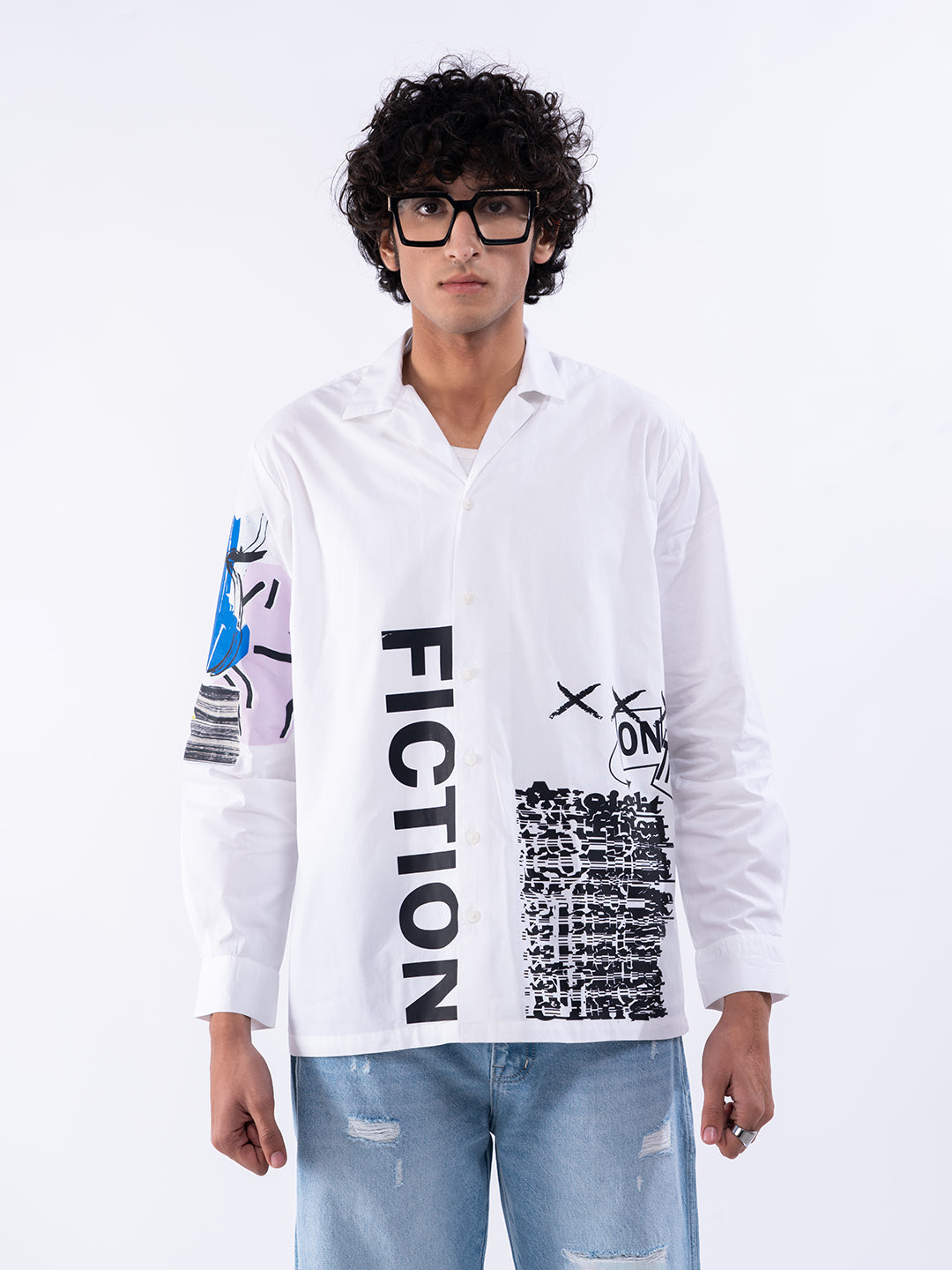 Fiction Print Collared Men's Shirt