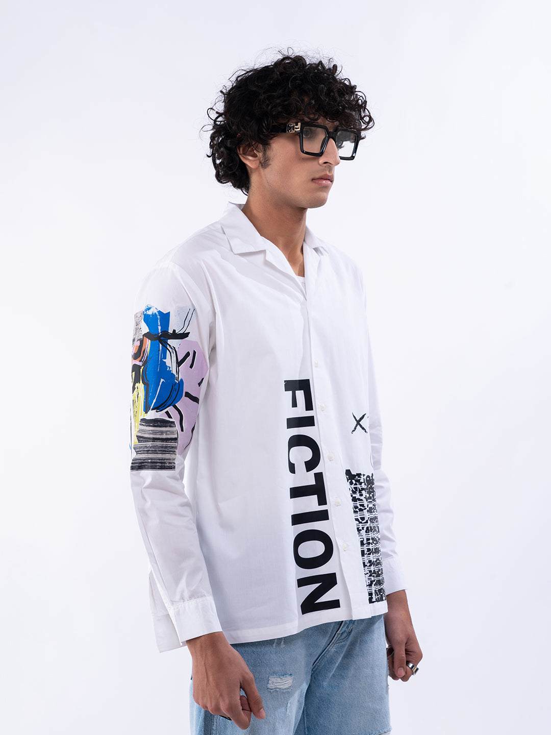 Fiction Print Collared Men's Shirt