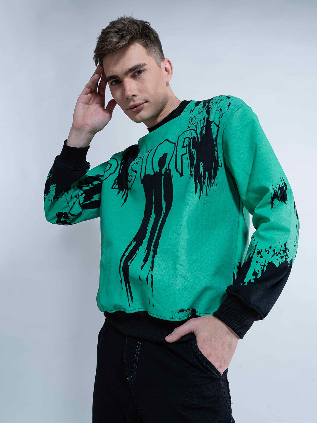 Distorted Green Black Sweatshirt