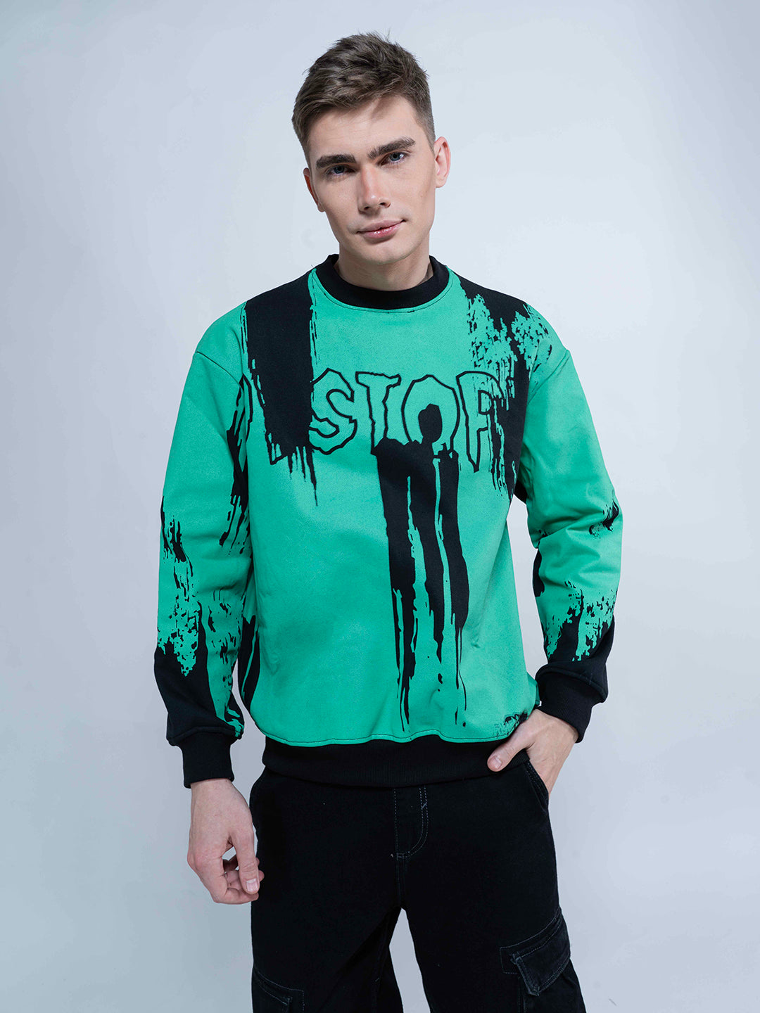 Distorted Green Black Sweatshirt